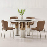 Arsenio Cultured Marble Round Dining Table (130cm/150cm) - Maxi Home Furnishing